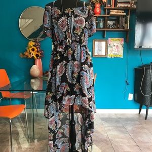 Hi/lo Chiffon Paisley Print Summer Dress